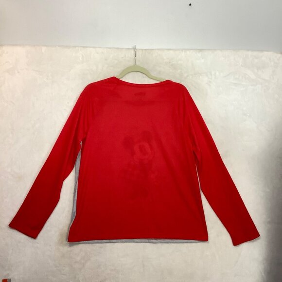 Disney Minnie Mouse Long Sleeve Plaid Red Gray Shirt Women Large - Picture 2 of 8